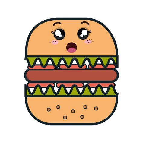 Hamburger Kawaii Food Comic Character Stock Vector By Yupiramos