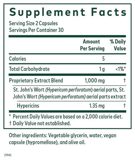 Gaia Herbs Professional Solutions St Johns Wort Ingredients