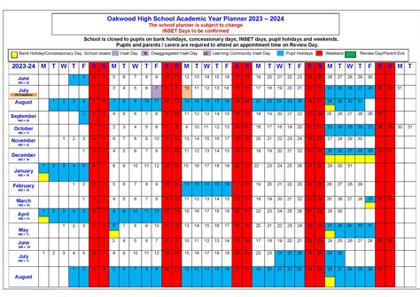 Term Dates – Oakwood High School