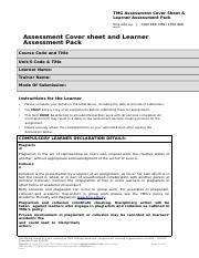 CHC50113 CHCEDS006 Assessments Docx TMG Assessment Cover Sheet