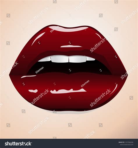 Vektor Stok Sexy Sweet Red Lips Sweet Sexy Tanpa Royalti 1257566206 Shutterstock