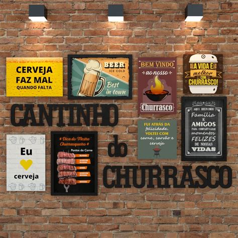 Conjunto Quadros Área de Lazer cantinho do Churrasco Iii Elo7