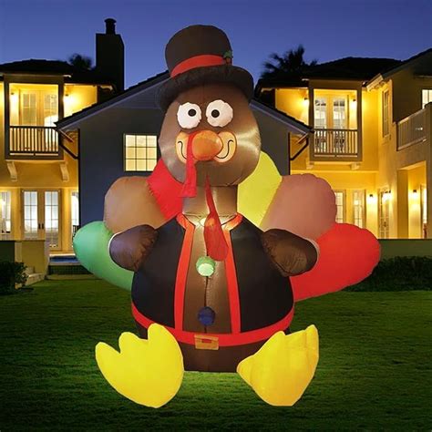 WINEMANA 6 FT Thanksgiving Inflatable Turkey Blow Up Lighted Turkey