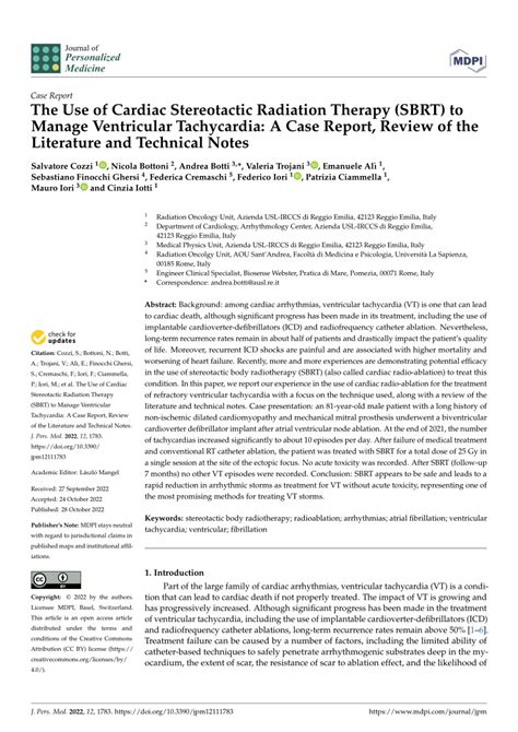 Pdf The Use Of Cardiac Stereotactic Radiation Therapy Sbrt To