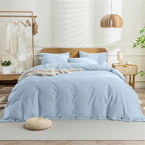 Amazon Jellymoni Light Blue Duvet Cover King Size Washed