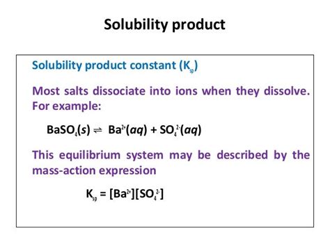 Solubility and solubility product