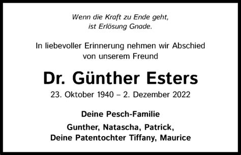 Traueranzeigen Von G Nther Esters Wirtrauern