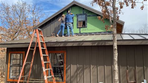 Siding Our Diy Cabin Board And Batten Metal Youtube