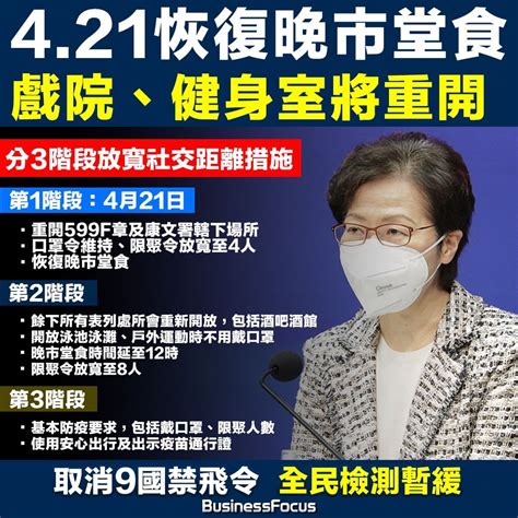 421恢復晚市堂食 戲院、健身室將重開 取消9國禁飛令 全民檢測暫緩 Penandnews