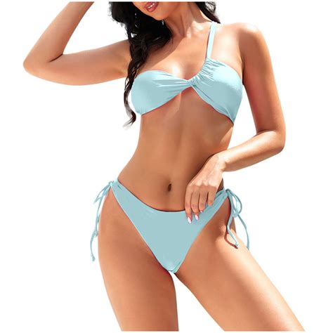 Women S Sexy Triangle Bikini Set Push Up Halter Top High Cut Thong
