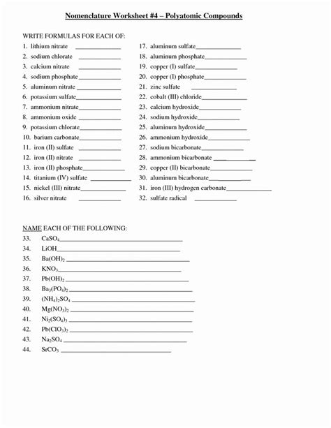 Naming Covalent Compounds Worksheet Workssheet List