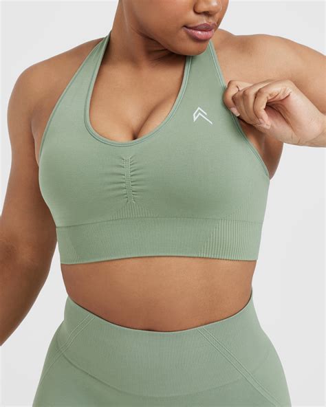 Classic Seamless 2 0 V Neck Bralette Sage Marl Oner Active