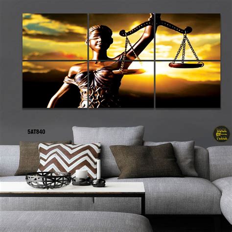 Quadro Decorativo Direito Deusa Themis para Sala Kit 6 Peças