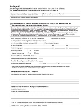 Ausf Llbar Online Anlage C F R Den Antrag Auf Elterngeld Pdf Dokument