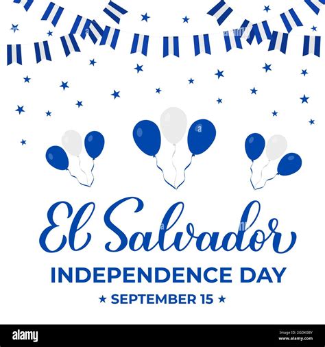 Cartel Tipográfico Del Día De La Independencia De El Salvador Fiesta Nacional Celebrada El 15