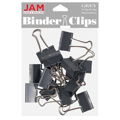 Jam Colorful Binder Clips Medium 1 14 Inch 32 Mm Grey Binderclips