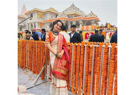 Ayodhya Ram Mandir Inauguration Kangana Ranaut Radiates Glow And Happiness As She Poses Outside