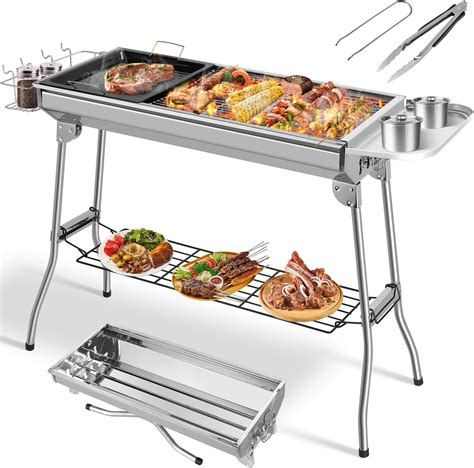 Holzkohlegrill XXL 122 30 75cm Tragbarer Kohlegrill Klappgrill