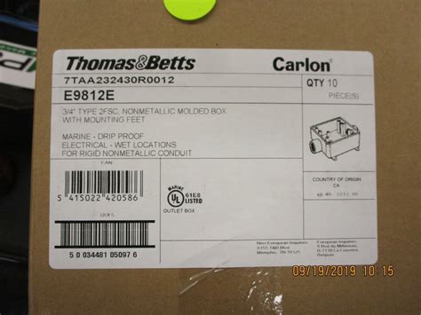 Thomas Betts E9812E Carlon Rigid Non Metallic Through Termination