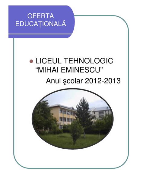 Pdf Liceul Tehnologic Mihai Eminescu Anul Colar