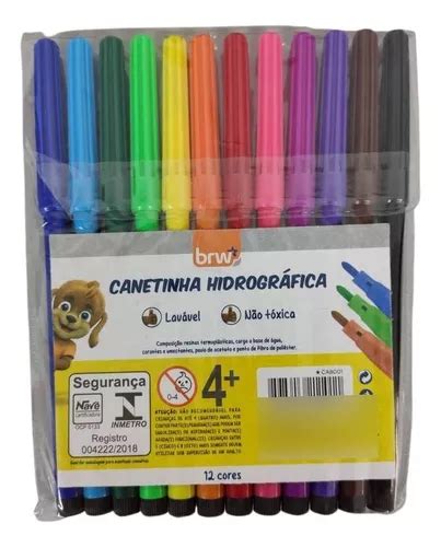 Canetinha Hidrográfica Blister 12 Cores Brw MercadoLivre