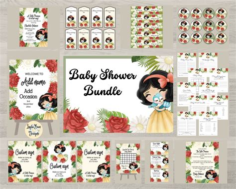 Snow White Baby Shower Bundle, Snow White Baby Shower Complete Bundle ...