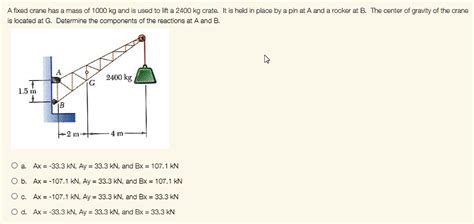 Solved A Fixed Crane Has A Mass Of Kg And Is Used To Lift A