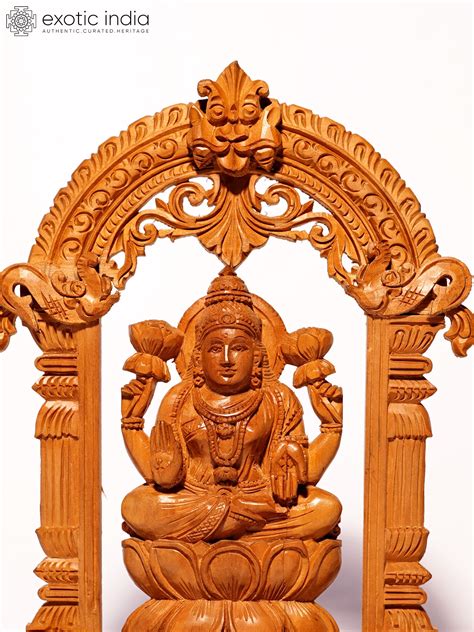 Blessing Goddess Lakshmi Seated On Lotus With Kirtimukha Prabhavali