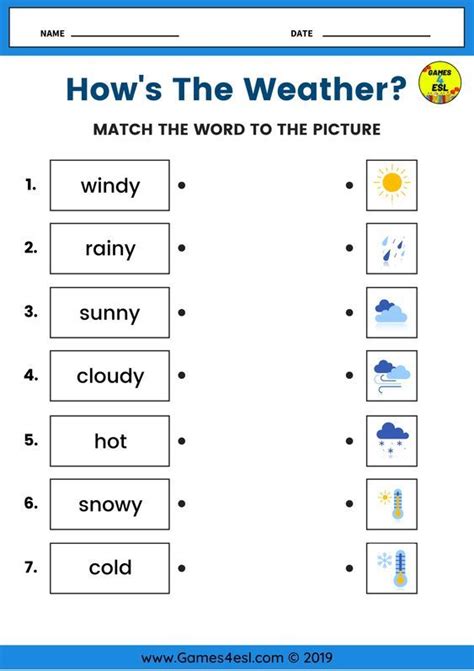 Easy Weather Esl Worksheets