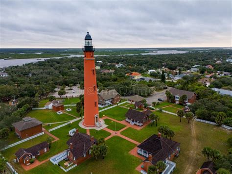 Aerial Drone Photo Ponce De Leon Lighthouse Inlet Florida Usa Stock