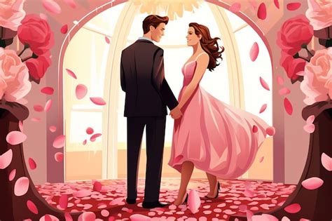 Premium Vector Married Couple On Rose Petals