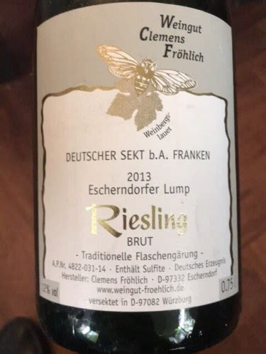 Clemens Fröhlich Escherndorfer Lump Riesling Brut Vivino Australia