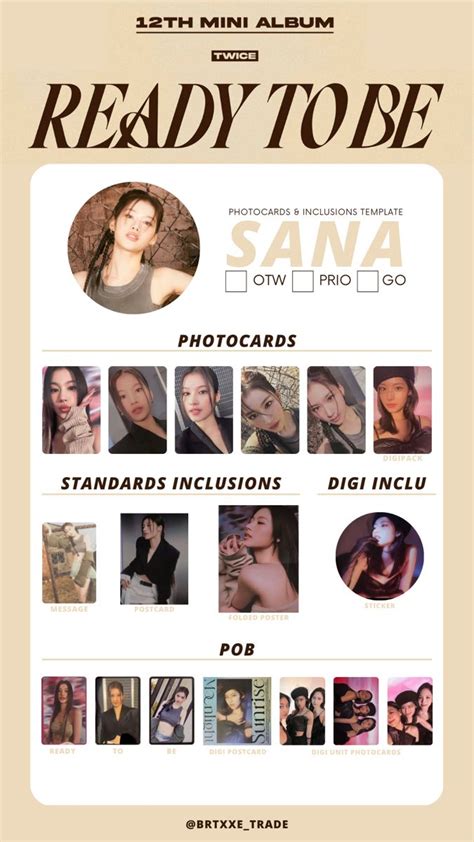 Twice Ready To Be Sana Photocards Template