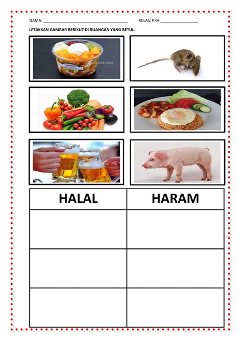 Makanan halal haram worksheet | Food activities, Halal recipes, Halal