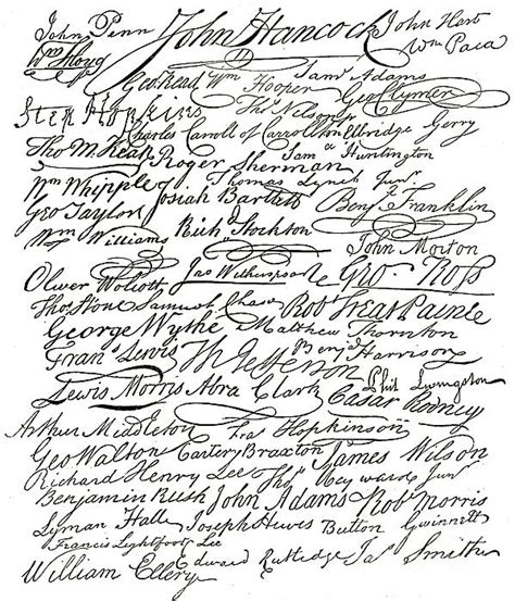 Declaration of Independence Signatures of the Founding Fathers Beach ...