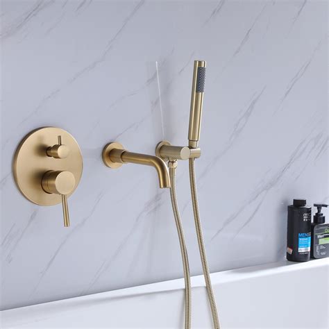 MODLAND Modern Wall Mounted Bathtub Faucet With Handheld Shower ...