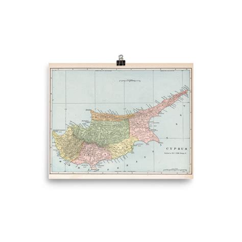 Cyprus Map 1901 Old Island of Cyprus Atlas Vintage Reproduction Poster - Etsy