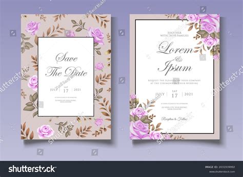 Elegant Beautiful Floral Wedding Invitation Card 库存矢量图（免版税）2031939992 Shutterstock