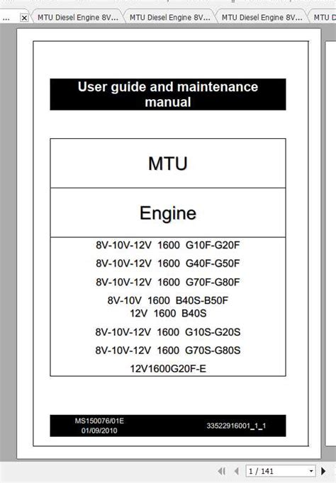 Mtu V16 2015 Parts Manual