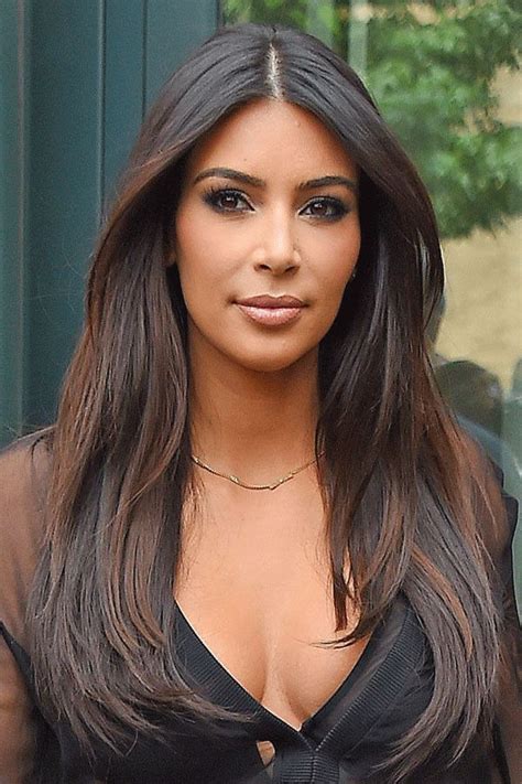 Kim Kardashian Middle Parting Long Straight Lace Front Human Hair Wigs