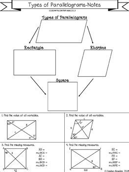 Parallelograms Guided Notes And Worksheets By Lindsay Bowden