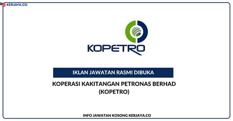 Koperasi Kakitangan Petronas Berhad Kopetro Jawatan Kosong