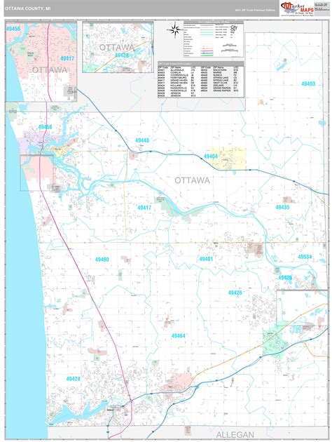 Ottawa County Mi Wall Map Premium Style By Marketmaps Mapsales