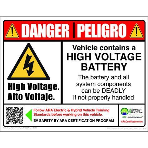 Danger Danger High Voltage Labels Hybrid Vehicle Voltage Warning