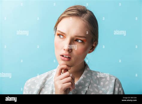 Close Up Beauty Portrait Of A Pensive Beautiful Sensual Young Woman