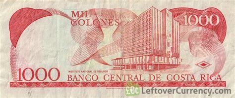 Leftover Currency Easily Exchange Costa Rican Colones Banknote