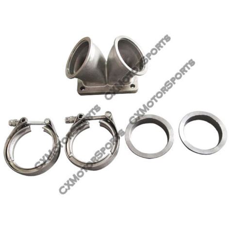 Cxracing 3 Vband Y Elbow T6 Twin Scroll Adapter Vband Clamps Kit For T6 Turbo Ebay