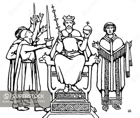 Engraving Depicting The Coronation Of King Harold Godwinson Harold