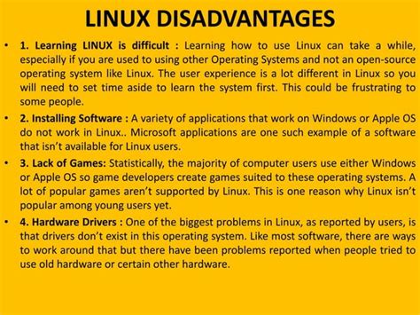 Linux Advantages And Disadvantages Ppt