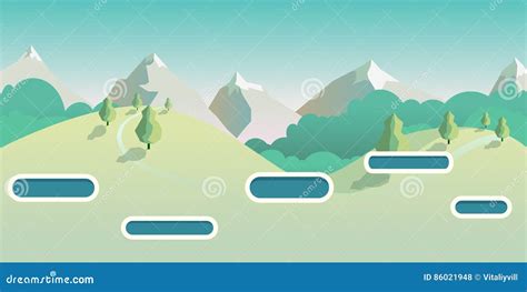 Seamless Cartoon Nature Landscape Vector Unending Background With